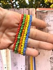10 Pc Rainbow Glass Bead Stretch Bracelet   Necklace Set