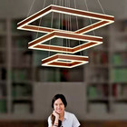 3-ring Led Square Chandelier Dimmable W  Remote  Modern Pendant Light