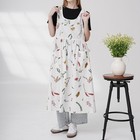 Cotton Print Pinafore Apron With Pocket  Lace-up Waist Kitchen Apron For Cooking