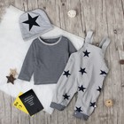 3pcs set Toddler Kids Baby Boys Outfits Hat t-shirt straps Pants Clothes Suits