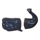 Pottery Barn Kids Navy Blue Ceramic Whale Book Ends Htf 