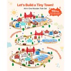 Uimoso 113 Pcs Wooden Train Set For Kids Ages 3-8 With Tracks And City Scene