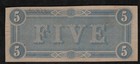 1864  5 Confederate States Of America Note  crisp Au  
