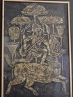 Vintage Thai Buddhist Temple Rubbing Framed 32x25 