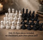 A Set Of 32 Gothic-style Chess Pieces Featuring Skulls Dark Fantasy Chess