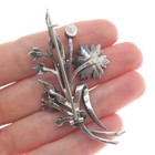 Alfred Feau 800 Silver Antique France Rhinestone Flower Oxidized Pin Brooch