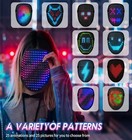 Led Face Mask  Multiple Patterns  Rechargeable Battery  Halloween  Black