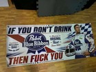 Pbr Ricky Bobby Banner Set Of 2   Pabst Blue Ribbon Man Cave Garage Bar Wall Dec