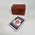 Vtg Italian Embossed Leather Playing Cards 2 Dual Deck Holder Box Decks Case 
