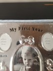 My First Year   Nib    Baby Photo Frame Holds 5 Pictures Silver Plated Sealed