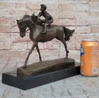 Handmade Bronze Sports Art Sculpture Jockey Horse Racing Kentucky Derby