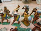 Vintage Lot 30pc Barclay Manoil Metal Figure Army Soldier Cowboy Indians Animals