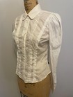 Vintage Y2k Just Cavalli Pleat White Button Down Puff Sleeve Victorian Blouse