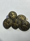 Vintage Victorian Metal Buttons Set Of 5 Lady In Hat Shank Button 