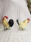 Vintage Lot Of 2 Large Ceramic Chickens Figurines 