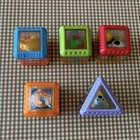 Lot Of 5 Fisher Price Peek A Boo Blocks Triangle Cubes Sensory Toys Animal Apple