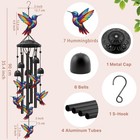 Large Hummingbird Wind Chimes Outdoor Garden Decor Black Aluminum Tubes Hanging