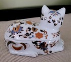 Japanese Trinket Box Floral Hand Painted 24k Cat Porcelain  Toyo