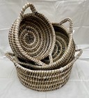 Set Of 3 Stunning Seagrass Baskets With Handles   Decor Storage Basket