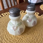 Custard Intaglio Salt And Pepper Shakers