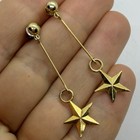 Vtg Art Deco Star Charm Goldtone Drop Dangle Retro Earrings Post Trendy Simple
