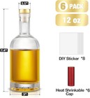 Set Of 6 Glass Bottles  12 Oz Clear Liquor Bottles  Heavy Base Glass Bottle