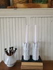 Pair Mid 20th Century Mcm French Rubel   Co  Asparagus Candle Holders Porcelain 