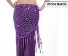 Women   s Purple Belly Dance Hip Scarf Net Shaw Shoulder Wrap Boho Halloween 