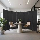 8-panel Black Room Divider 6ft Tall Folding Privacy Screen Portable Office