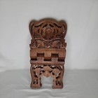 Vintage Teak Wood Folding Book bible cookbook Stand holder Hand Carved India