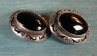 Vintage Taxco Mexico 925 Sterling Silver Black Onyx Earrings Clip Signed Ts-14