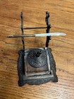 Antique Victorian Cast Iron   Glass Inkwell Fountain Pen Rest