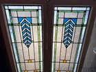 Pair Of Antique 1912 Chicago Stained Leaded Glass Windows   Doors 41 x18 