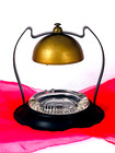 Rare Antique Hotel Desk Brass Bell Ashtray Service Lobby 6  Fantastic Condition 