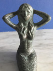 Mermaid Siren Figurine Sitting Mermaid  Cast Iron W  Rust Inhibiting Finish 11 