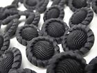 Vintage Black Round Geometric Buttons 20mm Lot Of 8 Made In Italy B69-9