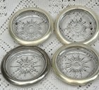 Vintage Leonard Glass Starburst Silver Plated Coasters  Set Of 4  Made In Italy