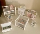 Lot 7 Pcs Furniture Dollhouse Miniature Nursery Set With Extra Accessories