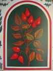 Vintage Christmas Greeting Card Red Pear Tree   Other Plants Made In England Cd 