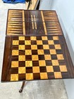 1800s Rosewood English Victorian Game Table Inlaid Swivel Top  Elegant