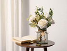 Fake Flowers With Vase  Silk Roses Artificial Flowers In Vase  Faux Flower Plant