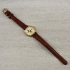 Vintage Lorus Quartz Disney Mickey Mouse Watch Gold Tone V515-6080 Leather