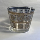 Mid-century Modern  mcm  Small Glass 5    Ice Bucket W gold White Wheat Pattern