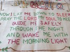Vtg Now I Lay Me Down To Sleep Unframed Embroidered Bedtime Prayer finished