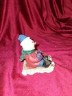 Vintage Resin Snowman Trio On Sled Figurine - 3 5  - Holiday Winter Decor