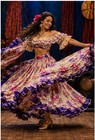 Handmade Floral Romani Gypsy Skirt Full Double Circle Satin Dance Skirt