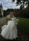 White Lace Victorian Off-shoulder Wedding Dress