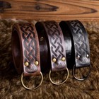Medieval Leather Belt Mens Viking Embossed Renaissance Costume Accessory