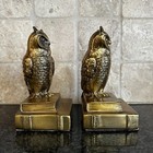 Vtg Cast Brass Owl Figurine Sculpture Bookends Mid-century Modern 1950s Mcm Pair
