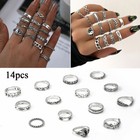 Silver Boho Stack Plain Above Knuckle Ring Midi Finger Tip Rings Set Gift Us -